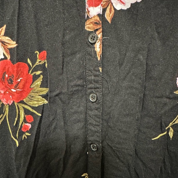 Torrid Black Floral Romper Button Front Keyhole Back Plus Size 3X Women - Picture 3 of 7